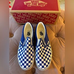 Vans Color Theory Checkerboard Slip-On in Blue and White